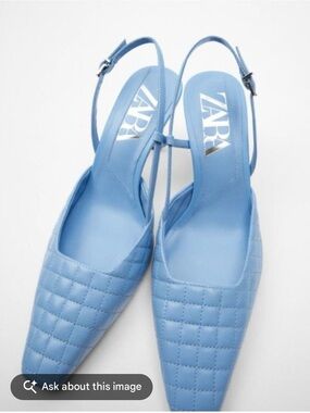 Zara Blue Flats with Quilted Design
